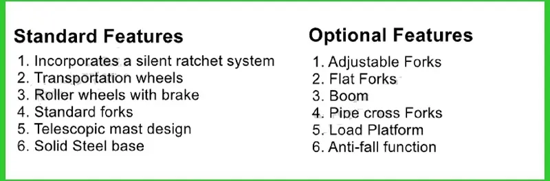 Thiết bị n&acirc;ng vật liệu thủ c&ocirc;ng di động với tời k&eacute;o một tốc độ thủ c&ocirc;ng 0