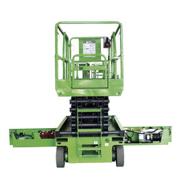 Green 10m Self Propelled Electric Scissor Lift Aerial Work Platform With Hydraulic Motor Driving