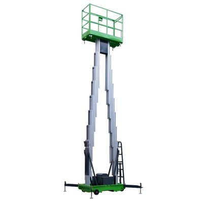 Portable Aerial Work Platform Vertical Lift 12m Platform Height Double Mast