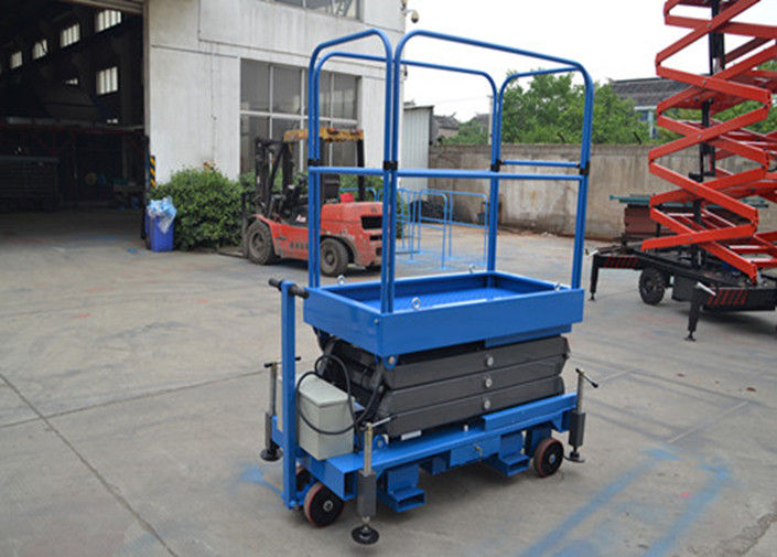 Blue Push Motorcycle Scissor Lift  Platform 3 Meter High / 500Kg Loading